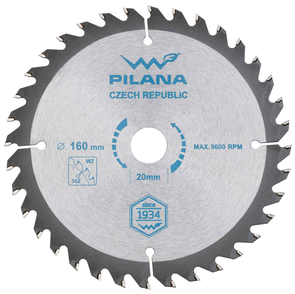 Pílový kotúč s SK plátkami 160x2,0x20 zuby 36 WZ, PILANA