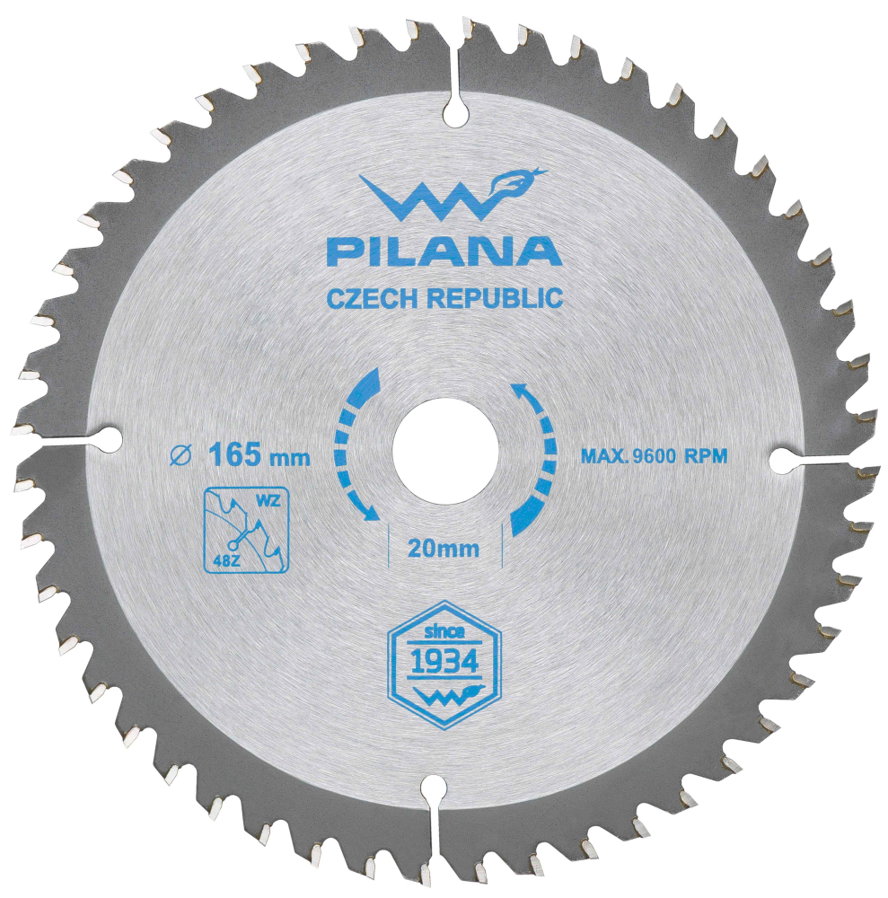 Pílový kotúč s SK plátkami 165x2,0x20 zuby 48 WZ, PILANA