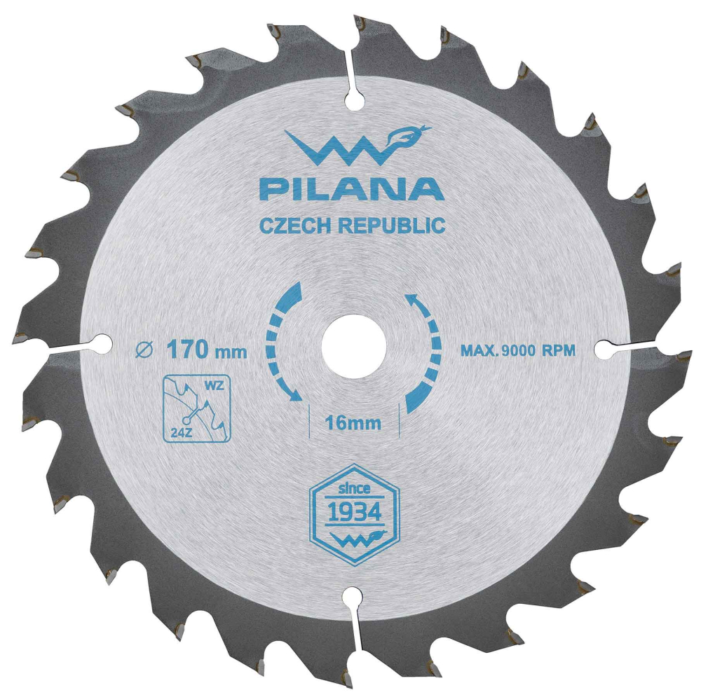 Pílový kotúč s SK plátkami 170x2,0x16 zuby 24 WZ, PILANA