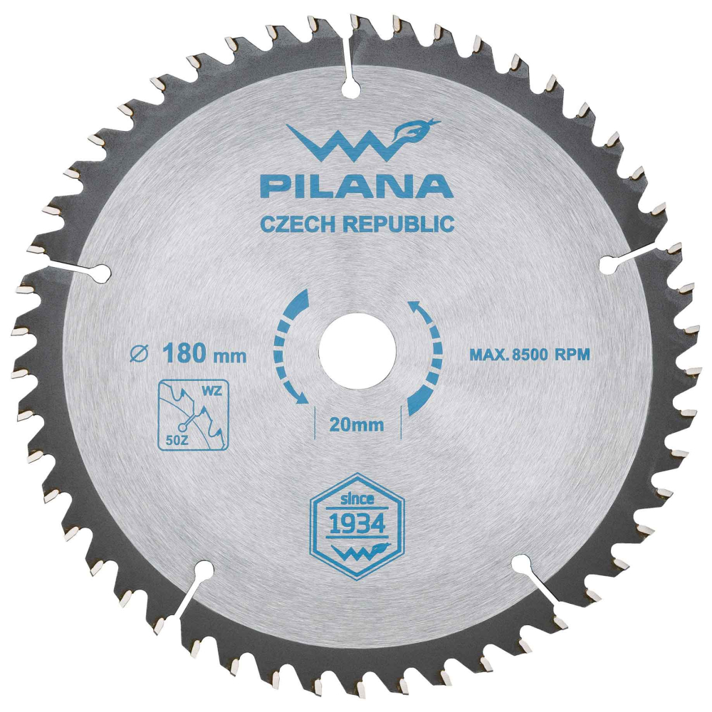 Pílový kotúč s SK plátkami 180x2,0x20 zuby 50 WZ, PILANA