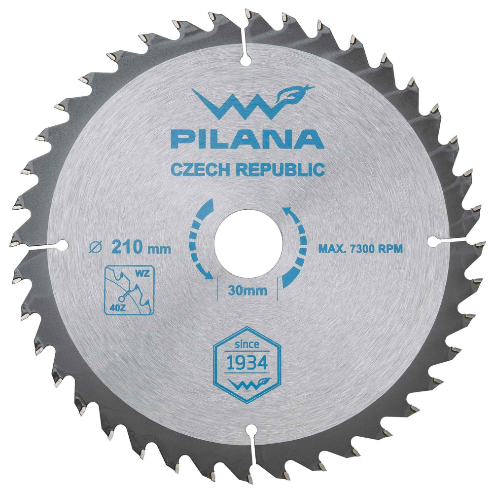 Pílový kotúč s SK plátkami 210x2,2x30 zuby 40 WZ, PILANA