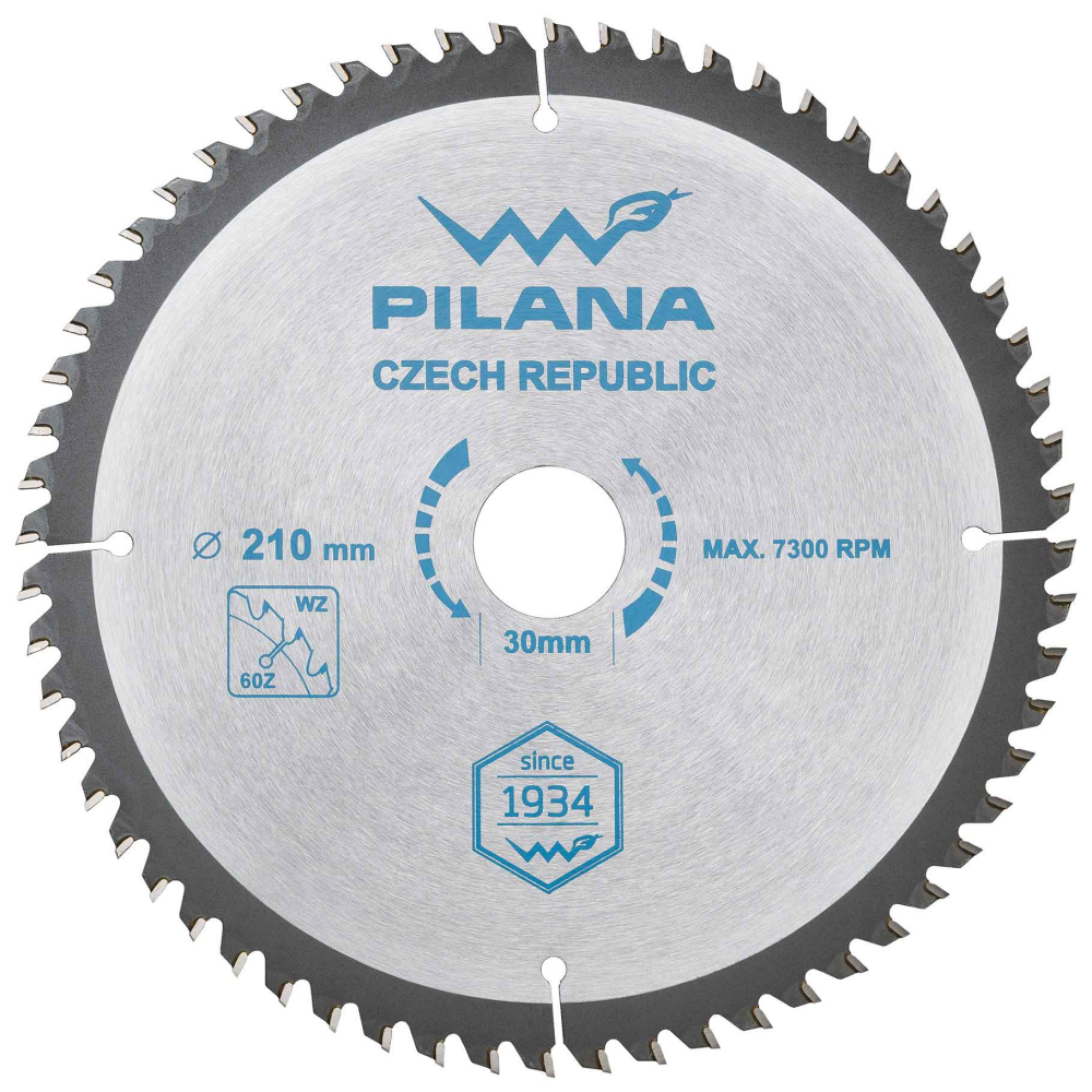 Pílový kotúč s SK plátkami 210x2,2x30 zuby 60 WZ, PILANA