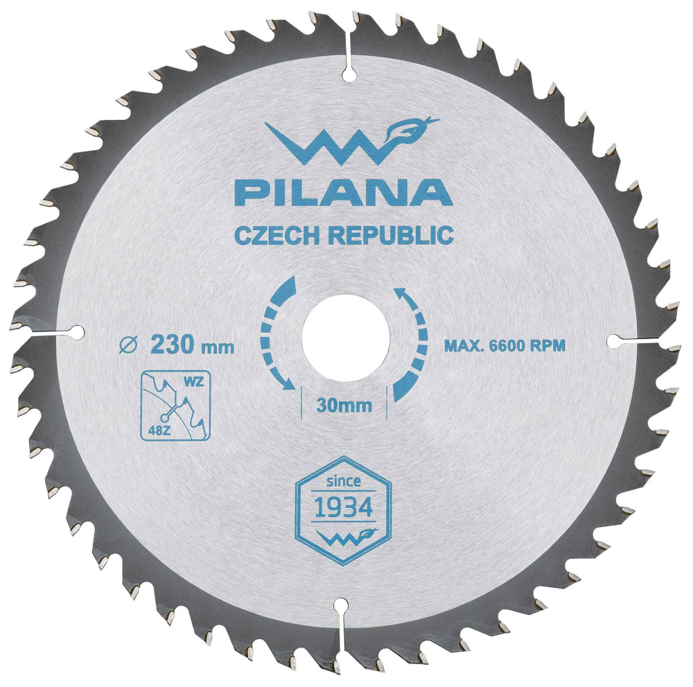 Pílový kotúč s SK plátkami 230x2,4x30 zuby 48 WZ, PILANA