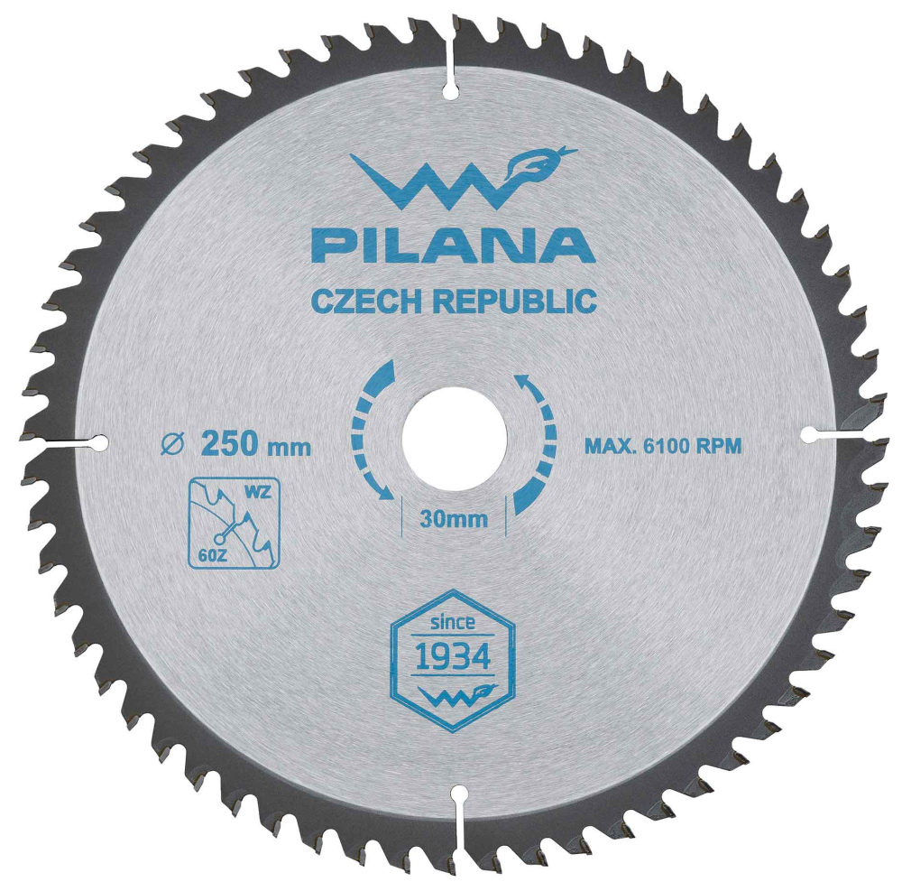 Pílový kotúč s SK plátkami 250x2,4x30 zuby 60 WZ, PILANA