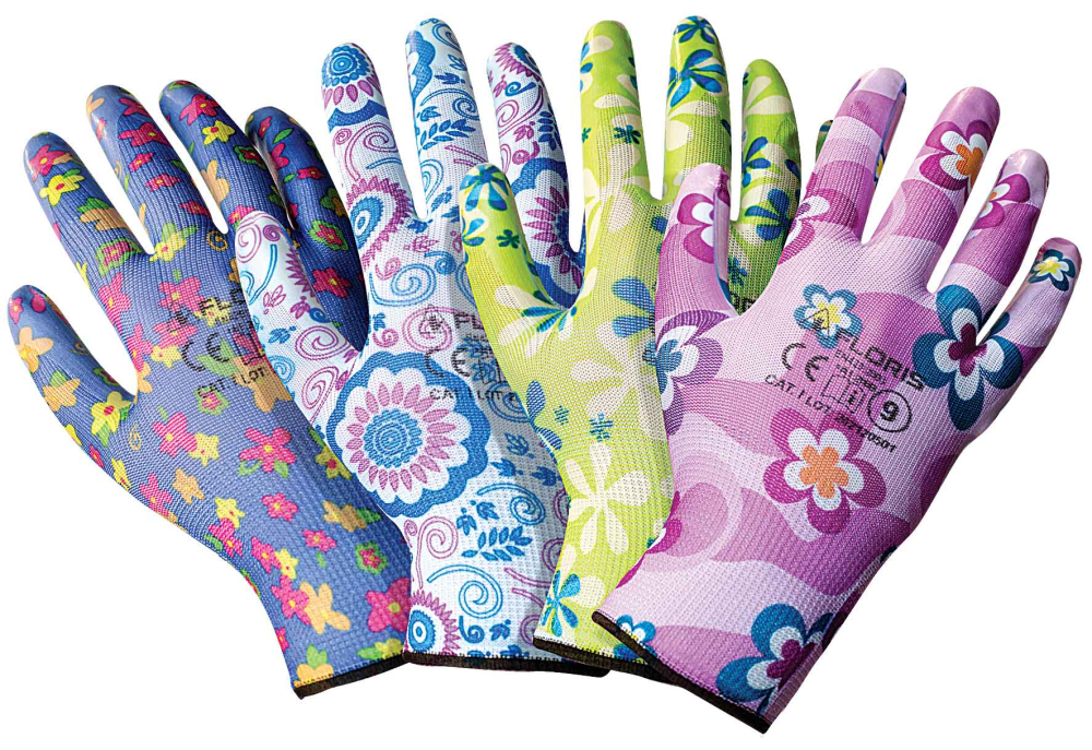 Ochranné rukavice FLORIS, priadza s kvetinovým vzorom, veľkosť 7, VASKO