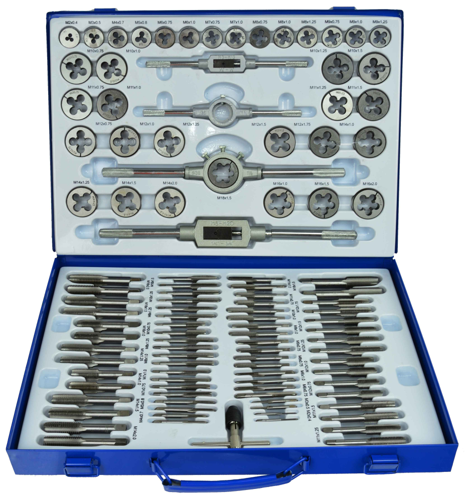 Sada závitníkov a závitových očiek 110- dielna v kazete M2-M18, GEKO