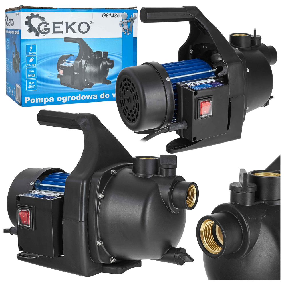 Čerpadlo záhradné 1200W, 230V/50Hz, 3800L/h, sacia výška 7 m, GEKO