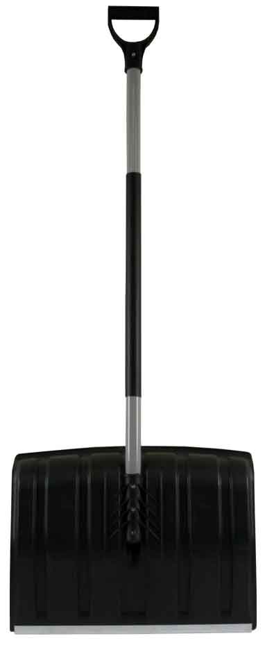 Odhŕňač na sneh plastový 48 cm x 36 cm s hliníkovou násadou, čierny, RAMP