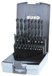 19-d. sada vrt�kov do kovu 1-10 mm, HSS-�ierne, plastov� krabi�ka, RUKO