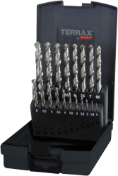 19-dielna sada vrt�kov do kovu 1-10 mm, vybrusovan�, plastov� krabi�ka, TERRAX