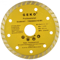 Diamantov kot TURBO 115 x 22 x 1,9 mm, celistv segment, GEKO