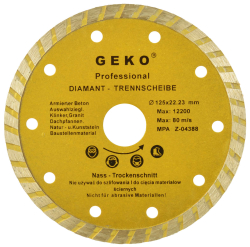 Diamantov� kot�� TURBO 125 x 22 x 2,4 mm, celistv� segment, GEKO