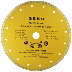 Diamantov kot TURBO 230 x 22 x 2,8 mm, celistv segment, GEKO