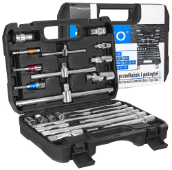 Sada vratidiel, predl�ovac�ch nadstavcov a redukcii 1/4" 3/8" 1/2", 25-dielna sada, GEKO