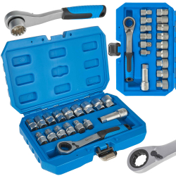 Sada gola nadstavcov SPLINE 10-24 mm s adapt�rom 1/2" a 3/8", 17-dielna , GEKO