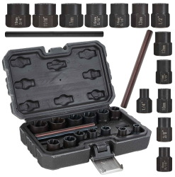 Sada n�str�n�ch hl�v na povo�ovanie po�koden�ch skrutiek, 6-19 mm, Cr-Mo, 15-dielna, GEKO