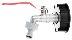 Gu�ov� ventil 1/2" pre IBC kontajner 1000 l, z�vit 3/4", v�stup na 1/2" r�chlospojku, GEKO