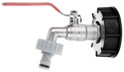 Gu�ov� ventil 3/4" pre IBC kontajner 1000 l, z�vit 1", v�stup na 1/2" r�chlospojku, GEKO