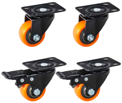 Sada 4 oto�n�ch koliesok 40 mm, nosnos� 40 kg - 2 kolieska s brzdou, GEKO