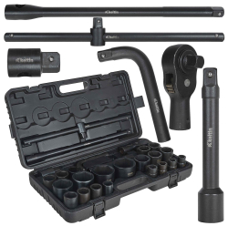 Gola sada s �derov�mi hlavicami 3/4" a 1", 26-dielna, 17-65 mm, 6-HRAN, kufor, KELTIN