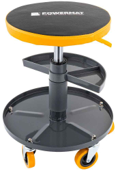 Stoli�ka kruhov� s pojazdov�mi kolieskami, v��ka sedenia 40-52 cm, POWERMAT