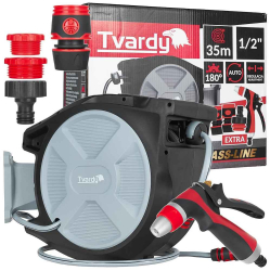 Nav�jac� bubon s dr�iakom na stenu so z�hradnou 1/2" hadicou 35 m, TVARDY